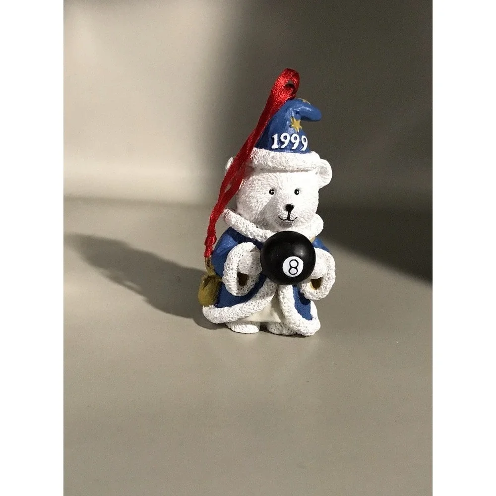 1999 Santa Bear Holding The 8 Ball Wearing A Blue Wizard Coat And‎ Hat